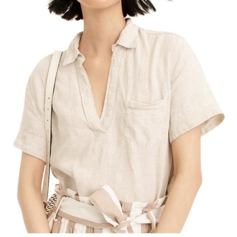 JCrew Linen Popover Top